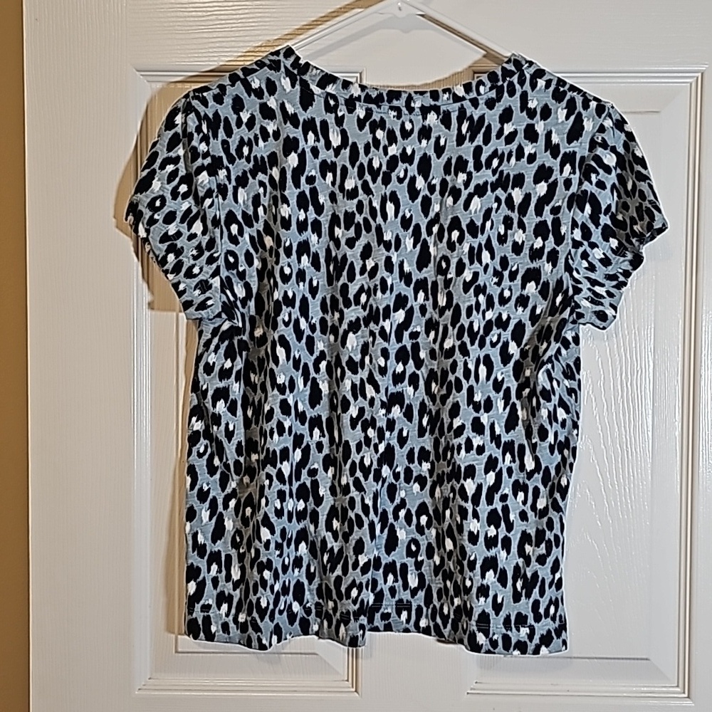 LOFT Animal Print Tee Blue Cotton Size M - Picture 3 of 6